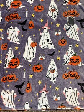 Rachel Roy Plush Blanket Lavender w/ Ghosts 88"x180" NEW